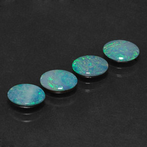 캐럿 천연 멀티컬러 오팔 더블릿 보석, 타원형 컷, 7×5.1 mm, 불투명체