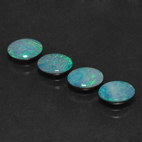 캐럿 천연 멀티컬러 오팔 더블릿 보석, 타원형 컷, 7×5.1 mm, 불투명체