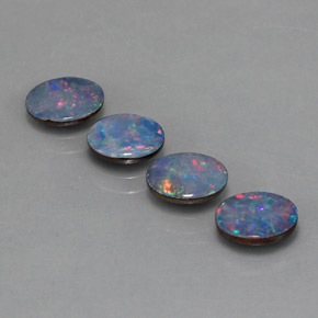 캐럿 천연 멀티컬러 오팔 더블릿 보석, 타원형 컷, 7.1×5.1 mm, 불투명체