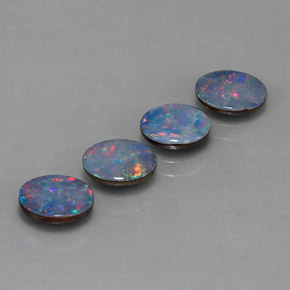캐럿 천연 멀티컬러 오팔 더블릿 보석, 타원형 컷, 7.1×5.1 mm, 불투명체