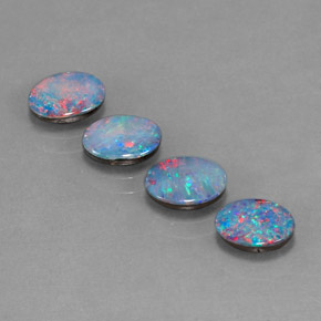 캐럿 천연 멀티컬러 오팔 더블릿 보석, 타원형 컷, 7×5 mm, 불투명체