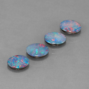 캐럿 천연 멀티컬러 오팔 더블릿 보석, 타원형 컷, 7×5 mm, 불투명체