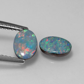 캐럿 천연 멀티컬러 오팔 더블릿 보석, 타원형 컷, 6.9×5 mm, 불투명체