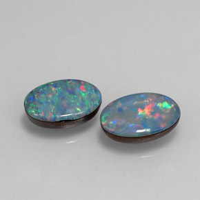 캐럿 천연 멀티컬러 오팔 더블릿 보석, 타원형 컷, 6.9×5 mm, 불투명체