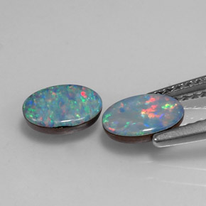 캐럿 천연 멀티컬러 오팔 더블릿 보석, 타원형 컷, 6.9×5 mm, 불투명체