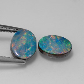 캐럿 천연 멀티컬러 오팔 더블릿 보석, 타원형 컷, 8.1×6.1 mm, 불투명체
