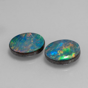 캐럿 천연 멀티컬러 오팔 더블릿 보석, 타원형 컷, 8.1×6.1 mm, 불투명체