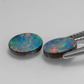 캐럿 천연 멀티컬러 오팔 더블릿 보석, 타원형 컷, 8.1×6.1 mm, 불투명체