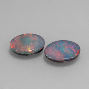 캐럿 천연 멀티컬러 오팔 더블릿 보석, 타원형 컷, 7.9×5.9 mm, 불투명체