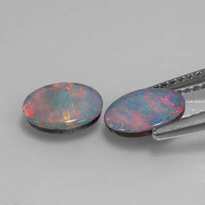 캐럿 천연 멀티컬러 오팔 더블릿 보석, 타원형 컷, 7.9×5.9 mm, 불투명체