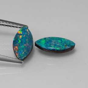 캐럿 천연 멀티컬러 오팔 더블릿 보석, 마퀴즈, 10.2×5 mm, 불투명체