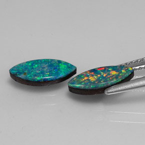 캐럿 천연 멀티컬러 오팔 더블릿 보석, 마퀴즈, 10.2×5 mm, 불투명체