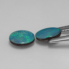 캐럿 천연 멀티컬러 오팔 더블릿 보석, 타원형 컷, 7.1×5 mm, 불투명체