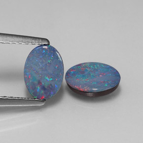 캐럿 천연 멀티컬러 오팔 더블릿 보석, 타원형 컷, 7.1×5.1 mm, 불투명체