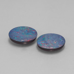 캐럿 천연 멀티컬러 오팔 더블릿 보석, 타원형 컷, 7.1×5.1 mm, 불투명체