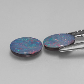 캐럿 천연 멀티컬러 오팔 더블릿 보석, 타원형 컷, 7.1×5.1 mm, 불투명체