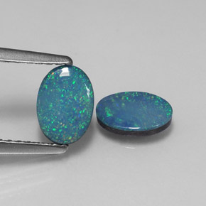 캐럿 천연 멀티컬러 오팔 더블릿 보석, 타원형 컷, 7.1×5.1 mm, 불투명체