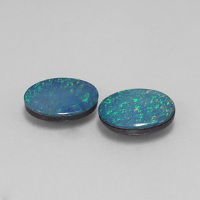 캐럿 천연 멀티컬러 오팔 더블릿 보석, 타원형 컷, 7.1×5.1 mm, 불투명체