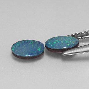 캐럿 천연 멀티컬러 오팔 더블릿 보석, 타원형 컷, 7.1×5.1 mm, 불투명체