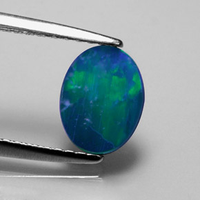 0.73캐럿 천연 다색 오팔 이중선, 타원형 컷, 불투명체