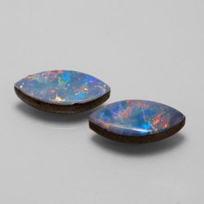 캐럿 천연 멀티컬러 오팔 더블릿 보석, 마퀴즈, 10.2×5.3 mm, 불투명체