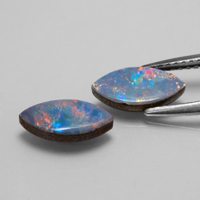 캐럿 천연 멀티컬러 오팔 더블릿 보석, 마퀴즈, 10.2×5.3 mm, 불투명체