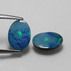 캐럿 천연 멀티컬러 오팔 더블릿 보석, 타원형 컷, 8×6 mm, 불투명체