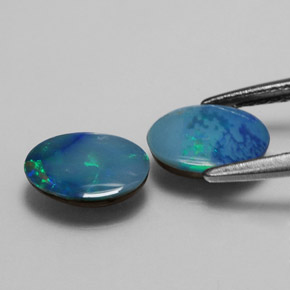 캐럿 천연 멀티컬러 오팔 더블릿 보석, 타원형 컷, 8×6 mm, 불투명체