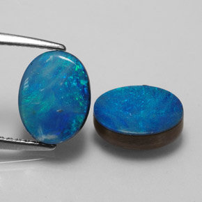 캐럿 천연 멀티컬러 오팔 더블릿 보석, 타원형 컷, 8.9×7 mm, 불투명체