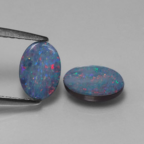 캐럿 천연 멀티컬러 오팔 더블릿 보석, 타원형 컷, 7.3×5.2 mm, 불투명체
