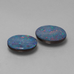 캐럿 천연 멀티컬러 오팔 더블릿 보석, 타원형 컷, 7.3×5.2 mm, 불투명체
