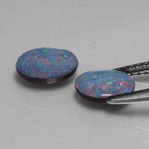 캐럿 천연 멀티컬러 오팔 더블릿 보석, 타원형 컷, 7.3×5.2 mm, 불투명체