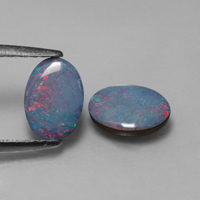 캐럿 천연 멀티컬러 오팔 더블릿 보석, 타원형 컷, 7.1×5.1 mm, 불투명체