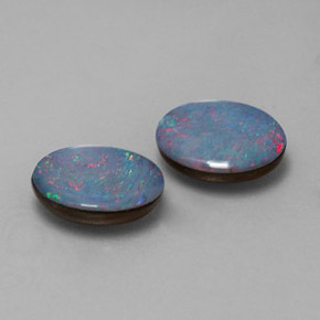 캐럿 천연 멀티컬러 오팔 더블릿 보석, 타원형 컷, 7.1×5.1 mm, 불투명체