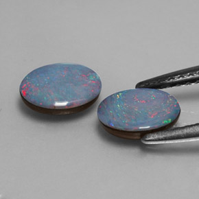 캐럿 천연 멀티컬러 오팔 더블릿 보석, 타원형 컷, 7.1×5.1 mm, 불투명체
