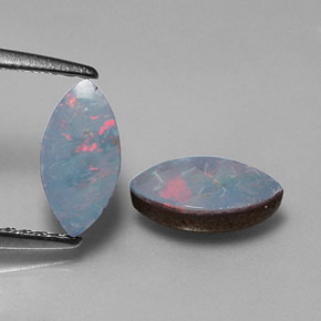 캐럿 천연 멀티컬러 오팔 더블릿 보석, 마퀴즈, 8.3×4.2 mm, 불투명체