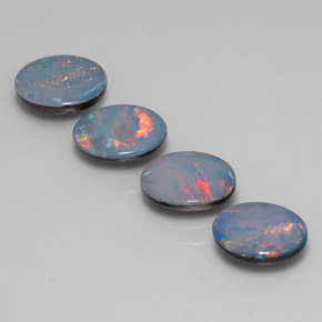 3.09캐럿 천연 멀티컬러 오팔 더블릿 보석, 타원형 컷, 8×6 mm, 불투명체