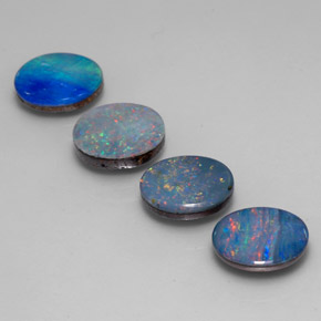 캐럿 천연 멀티컬러 오팔 더블릿 보석, 타원형 컷, 9×7.1 mm, 불투명체