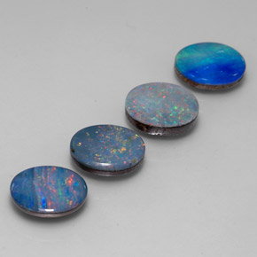 캐럿 천연 멀티컬러 오팔 더블릿 보석, 타원형 컷, 9×7.1 mm, 불투명체