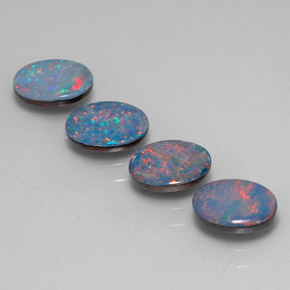 캐럿 천연 멀티컬러 오팔 더블릿 보석, 타원형 컷, 7×5 mm, 불투명체