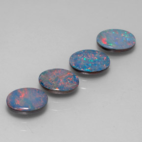캐럿 천연 멀티컬러 오팔 더블릿 보석, 타원형 컷, 7×5 mm, 불투명체