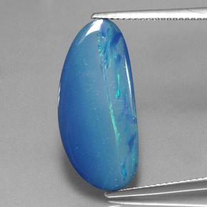 6.85캐럿 천연 멀티컬러 오팔 더블릿, 멋진 모양, 24.5×11.1 mm, 불투명체