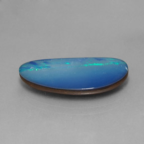 6.85캐럿 천연 멀티컬러 오팔 더블릿, 멋진 모양, 24.5×11.1 mm, 불투명체