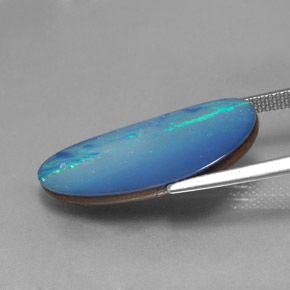 6.85캐럿 천연 멀티컬러 오팔 더블릿, 멋진 모양, 24.5×11.1 mm, 불투명체
