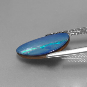 2.97캐럿 천연 멀티컬러 오팔 더블릿, 멋진 모양, 15.8×9.8 mm, 불투명체