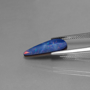 2.95캐럿 천연 멀티컬러 오팔 더블릿, 멋진 모양, 17.9×8.7 mm, 불투명체