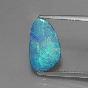 2.26캐럿 천연 멀티컬러 오팔 더블릿, 멋진 모양, 14.8×8.8 mm, 불투명체