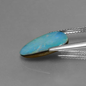 2.26캐럿 천연 멀티컬러 오팔 더블릿, 멋진 모양, 14.8×8.8 mm, 불투명체