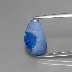 2.64캐럿 천연 멀티컬러 오팔 더블릿, 멋진 모양, 14.2×8.3 mm, 불투명체