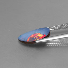 2.64캐럿 천연 멀티컬러 오팔 더블릿, 멋진 모양, 14.2×8.3 mm, 불투명체